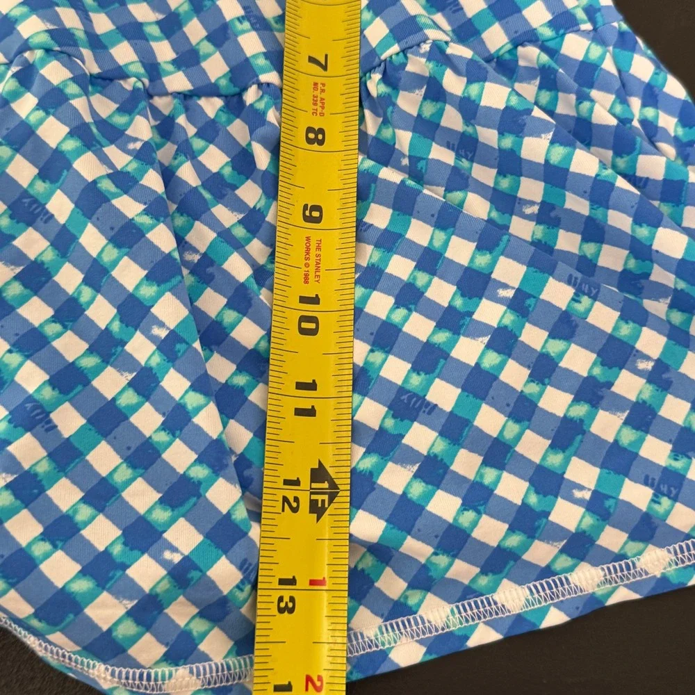 Lilly Pulitzer Blue Teal White Gingham Tiered Skort